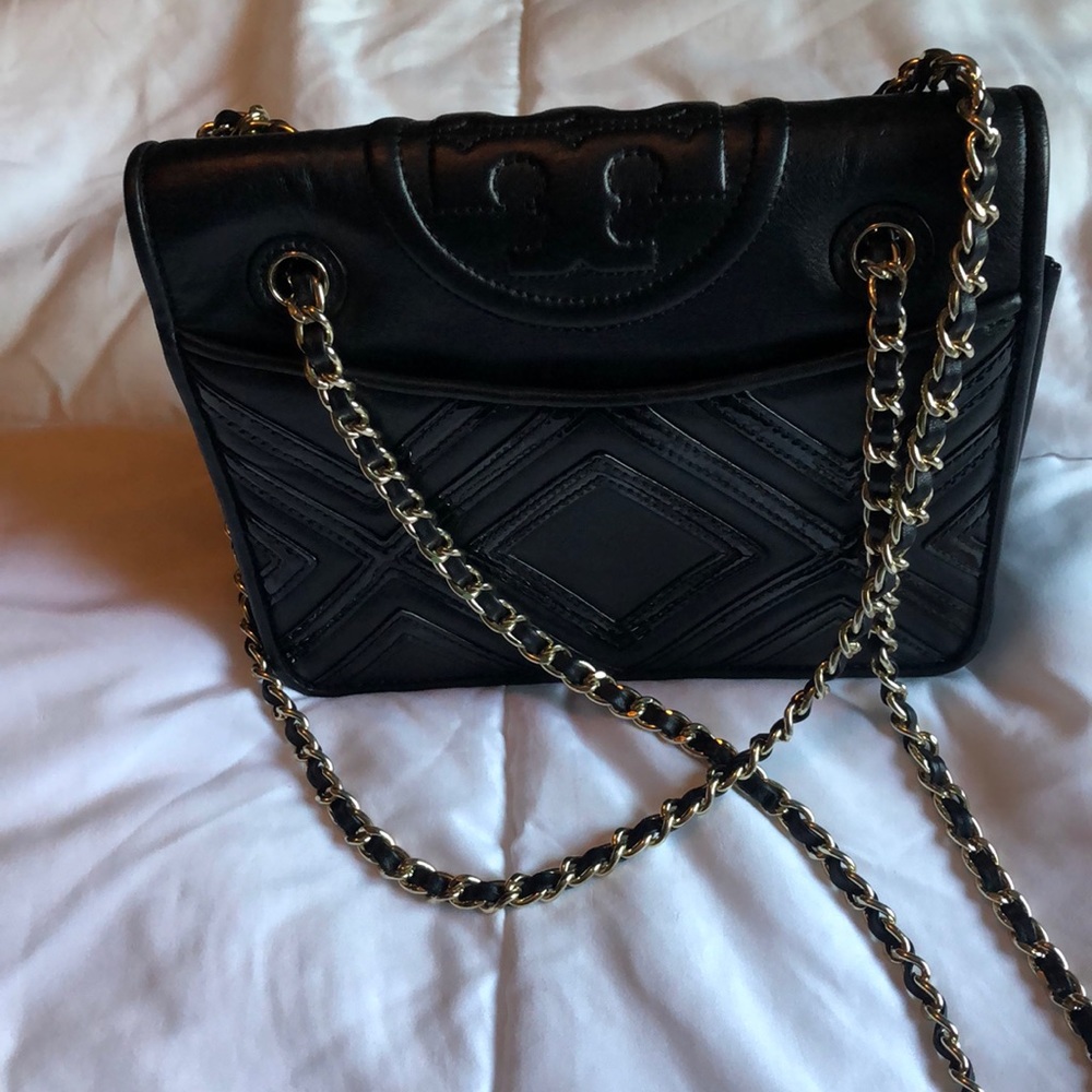 Tory Burch Black chain convertible hand bag